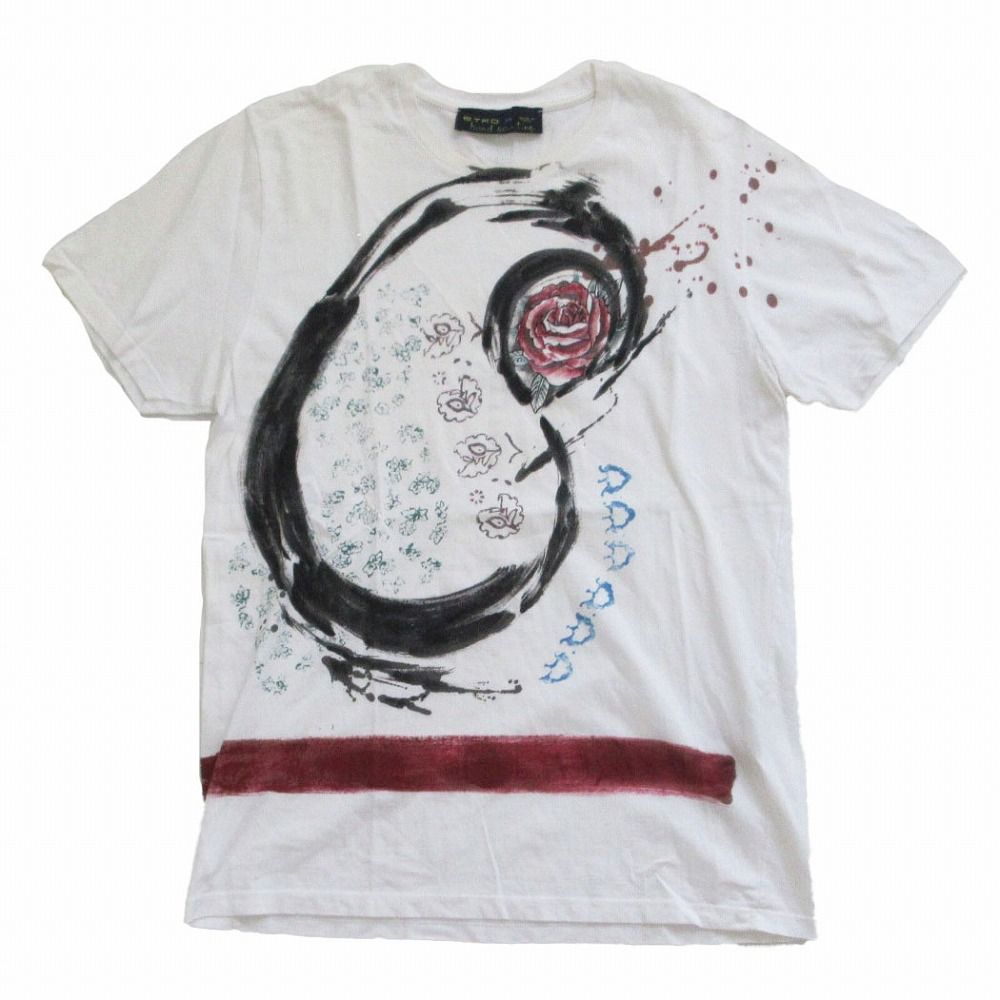 エトロ ETRO ハンドペインティング Tシャツ バラ 半袖 ホワイト