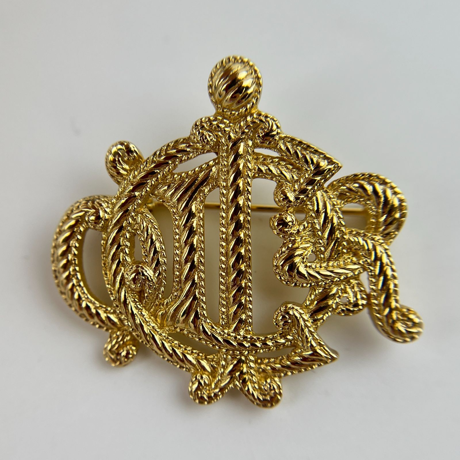 クリスチャンディオール ロゴブローチ ゴールド 中古】Christian Dior