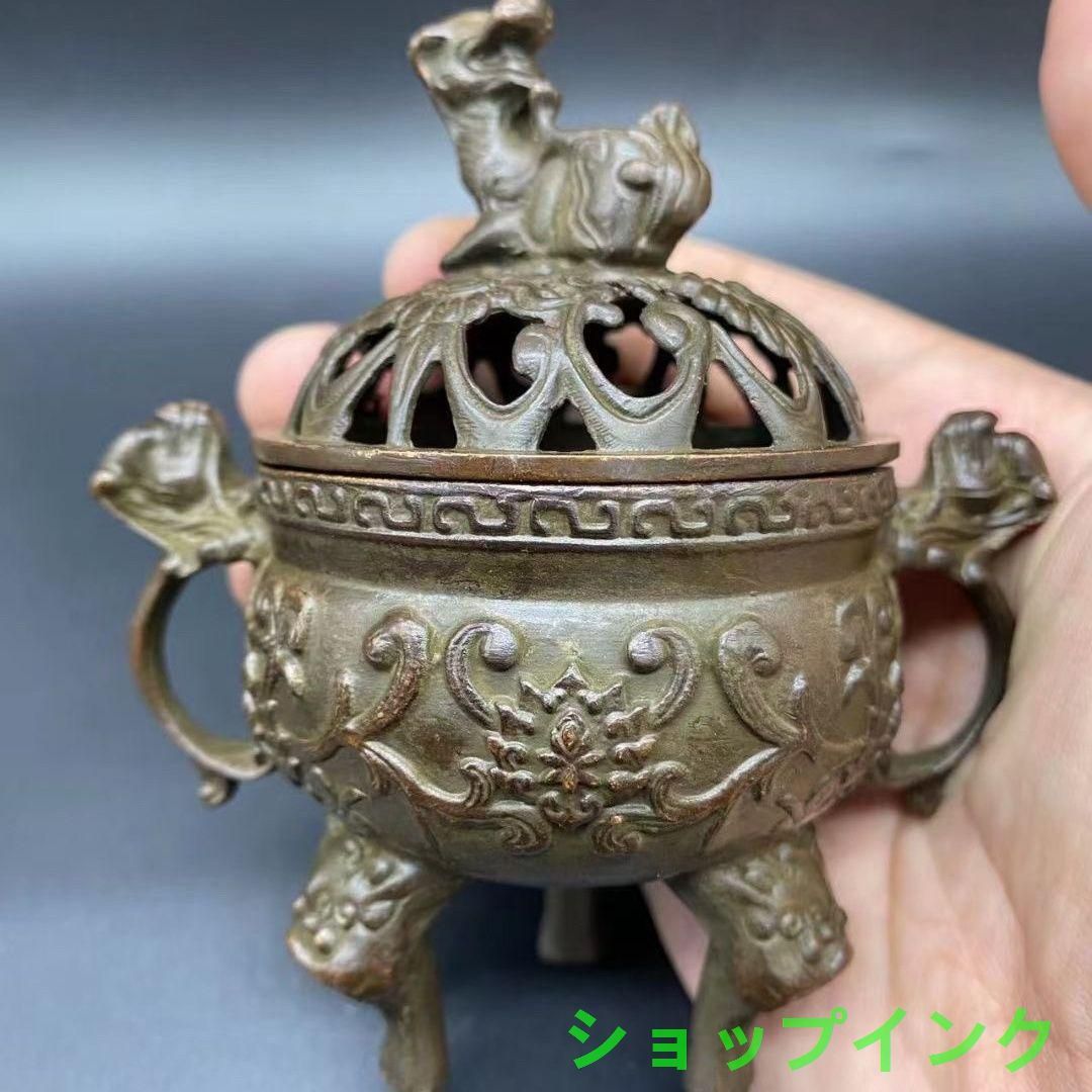 銅製 蘇工香炉 檀香炉 茶道香炉 香道具 工芸品 置物 銅細工 香炉