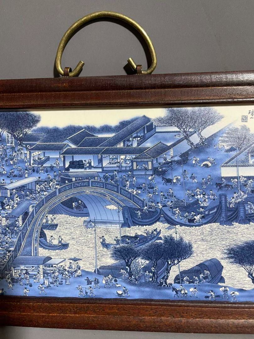 景徳鎮 陶板画 煙雨江南 客間 玄関 茶室書斎 装飾品 現代工芸品 美術品