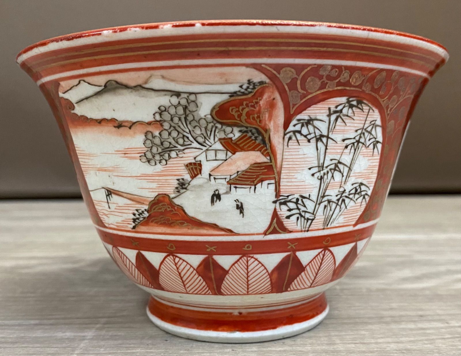 九谷焼 古九谷 八郎手 赤絵金彩 人物文 大鉢 時代箱付 D R9433B