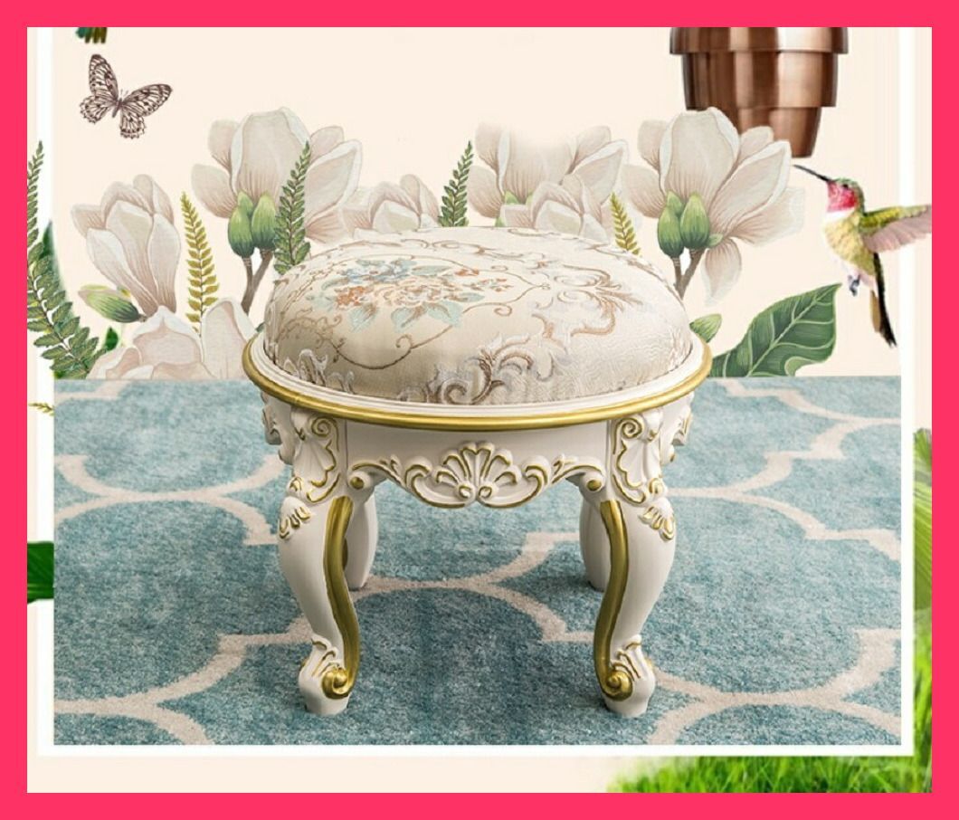 ☆スタッフおすすめ☆【製造待ち】【在庫なし】花柄 猫脚スツール バラ