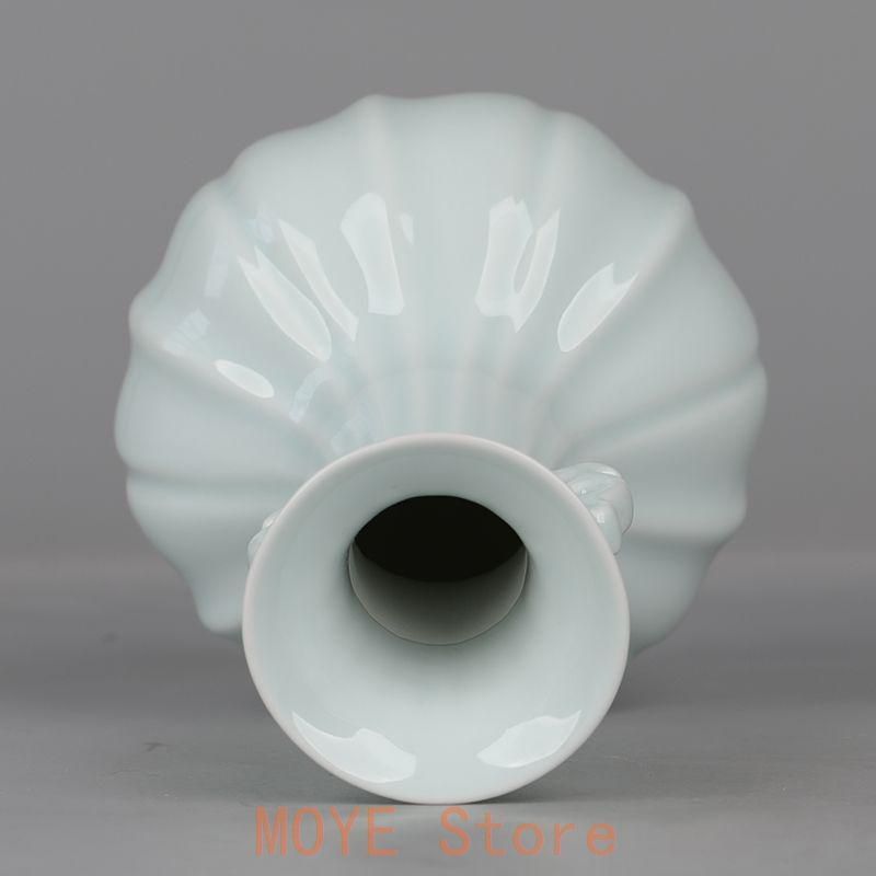 宋湖田窯影青釉瓜稜双耳瓶 景徳鎮 陶磁器 装飾品 現代工芸品美術品