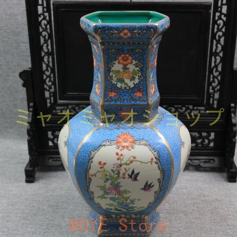 粉彩花開富貴将軍缶 陶磁器 現代工芸品 美術品 装飾品 置物 粉彩花開