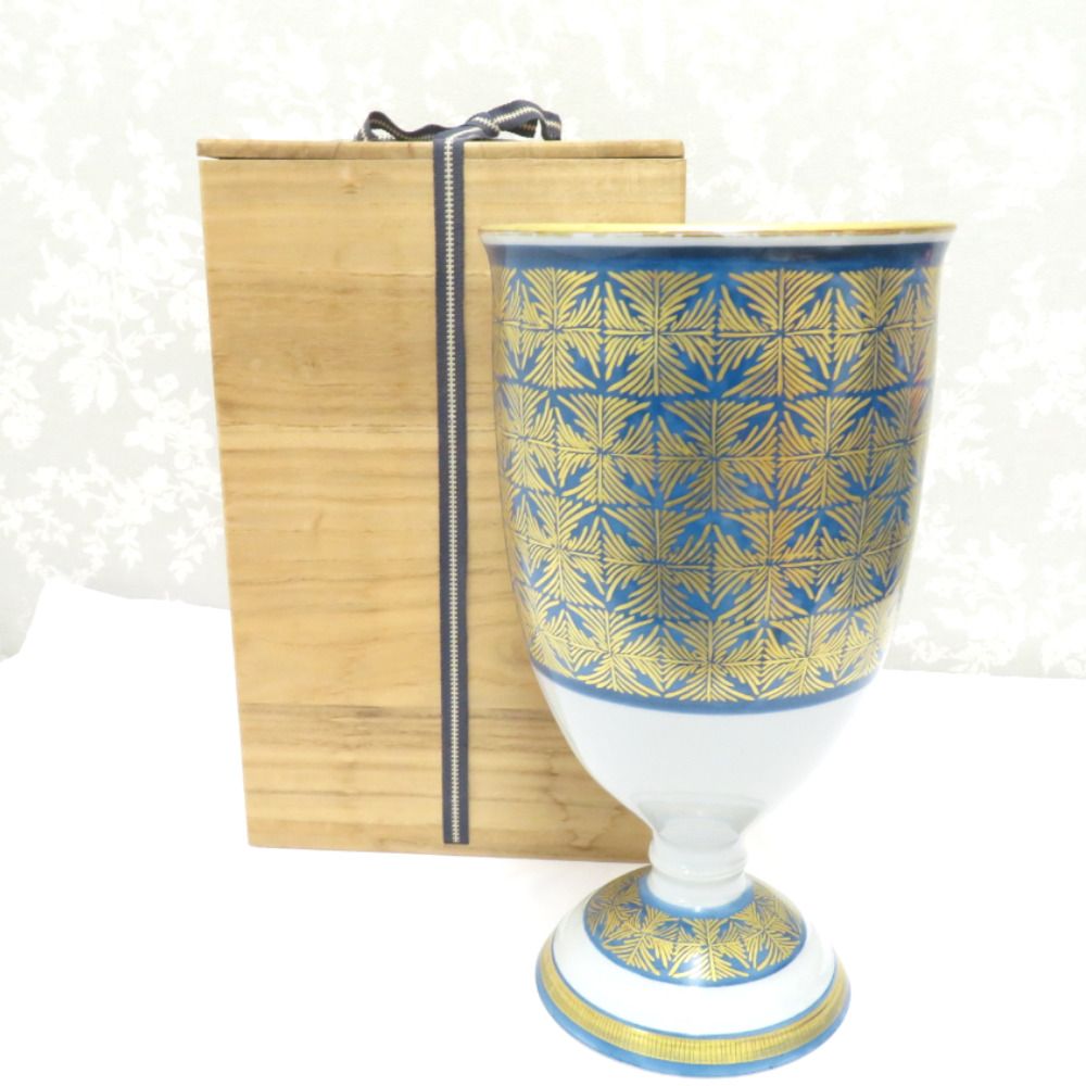 名品】九谷焼 山中国盛作「鶴舞」花瓶 4号 花器 陶芸品 美術品 花入