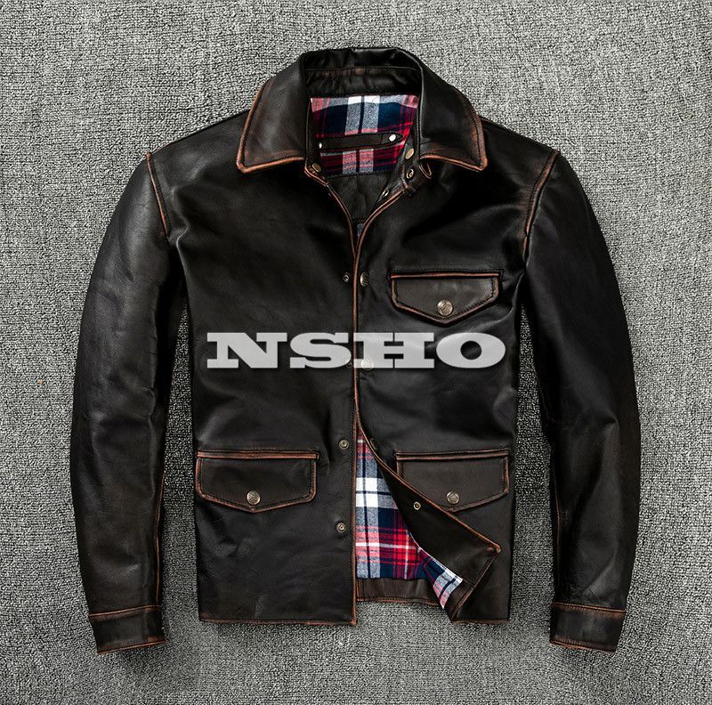 新発売レザーカーコート茶芯ホースハイド馬革レザージャケット S