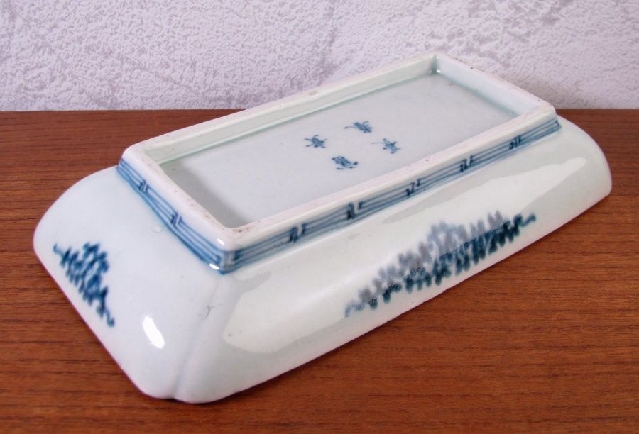 CM310】オールドノリタケ 風景 白鳥 三足鉢 皿 湖畔 金盛 青 明治