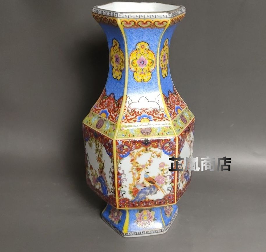 宋代兄窯開片金象嵌宝石象耳四方瓶景徳鎮 陶磁器 装飾品 現代工芸品