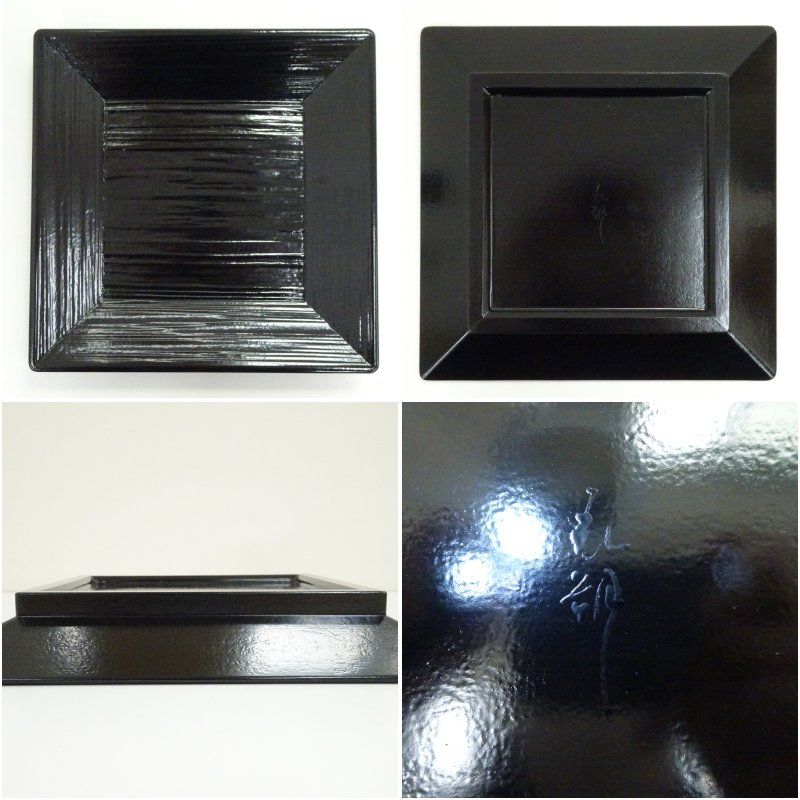 漆匠 鈴木表朔造 一閑塗四方盆（共箱） 和食器 おしゃれ 茶道具 茶器