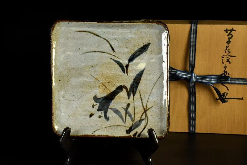 廣永窯 坪島土平 古伊賀花入 耳付 共箱 長期保管