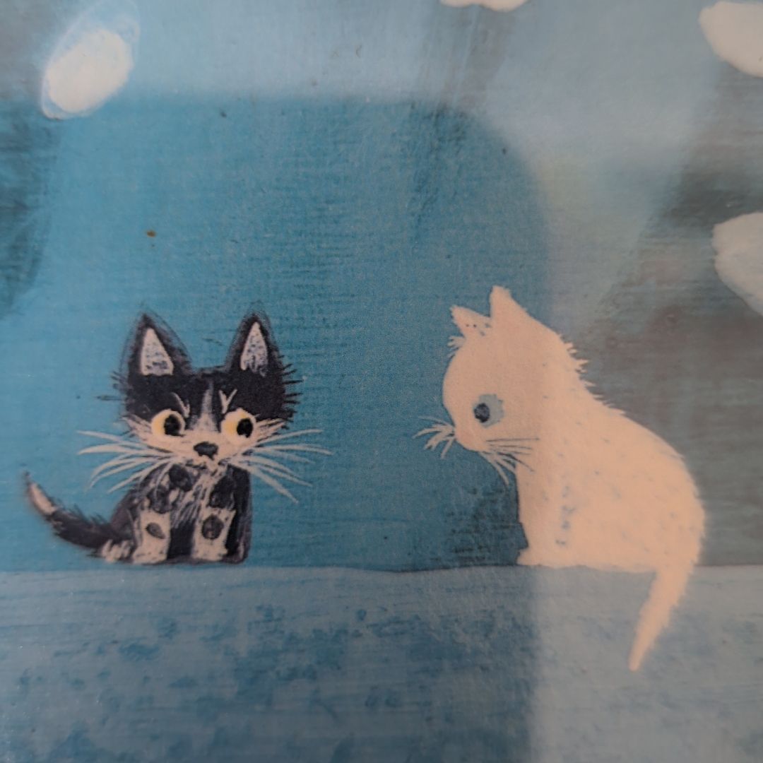 限定版800部 渡辺あきお ダイヤモンドスクリーン版画 猫2匹 卸売