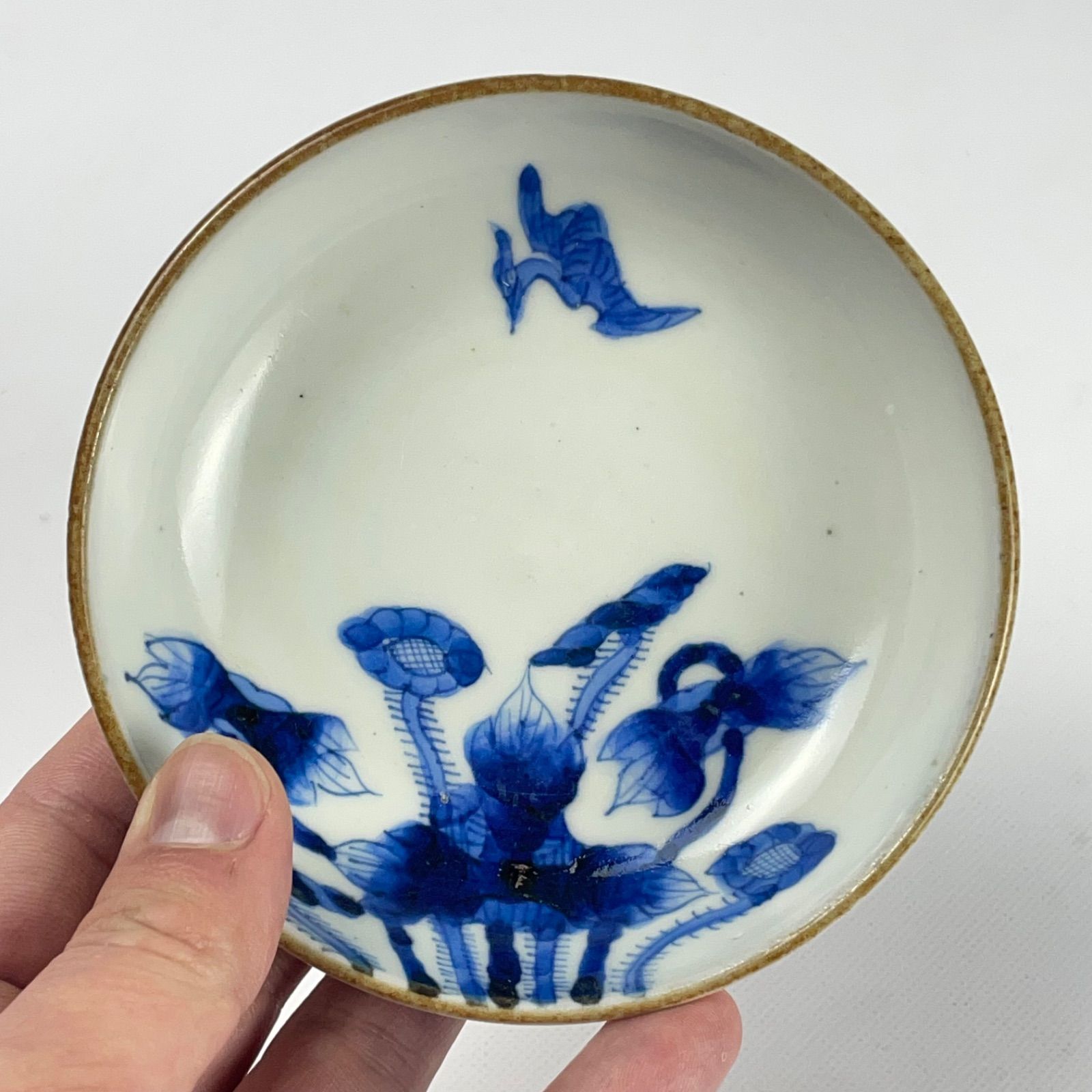 608 染付 花 鳥 古伊万里 伊万里焼 骨董 アンティーク 小皿 5枚セット