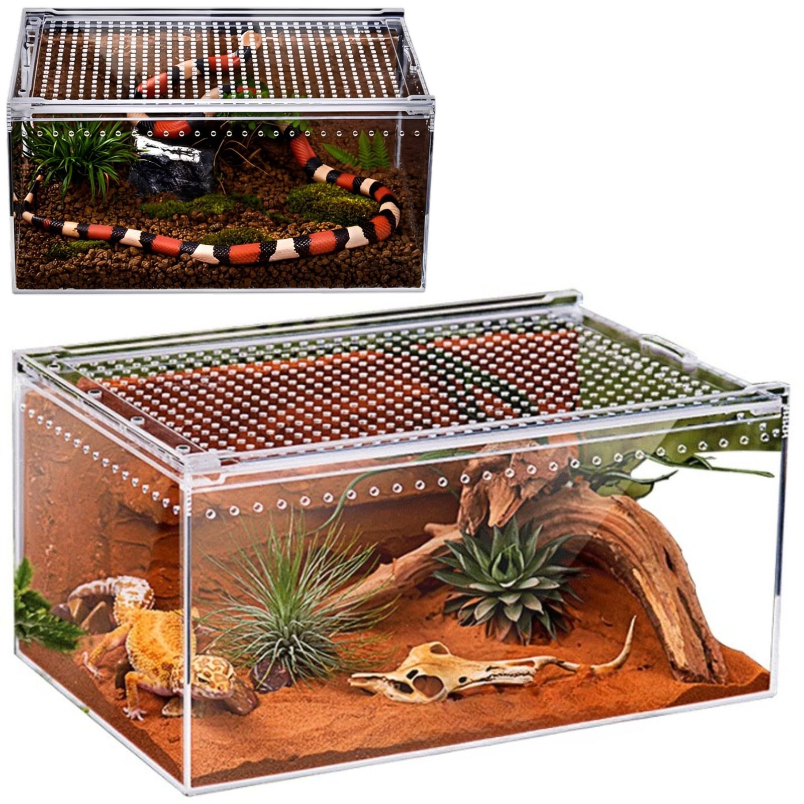 爬虫類ケージ 80×40×40②台 爬虫類 ケージ シェルター アクリル製