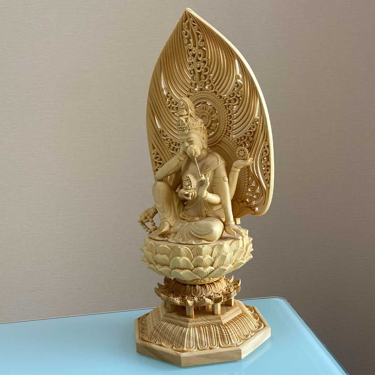 Z107☆仏教美術 自然石彫刻 如意輪観音⁄秋田石仏石造石像仏像