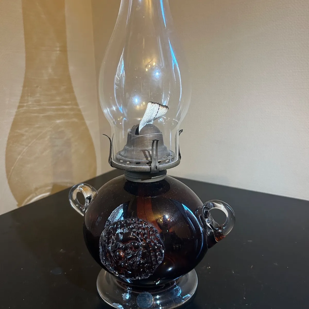 北一硝子 灯油ランプ オイルランプ インテリア照明 フリルガラス 北一