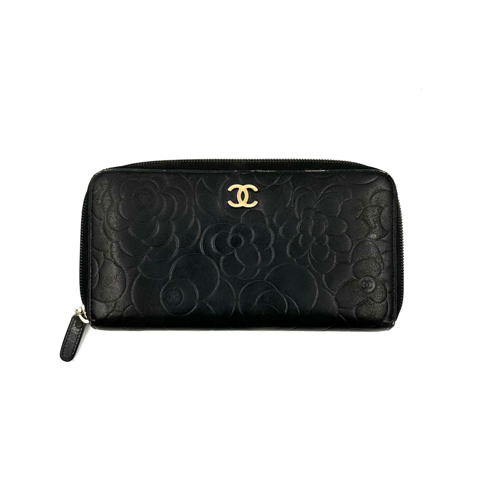 工場 CHANEL シャネル ココマーク カメリア 長財布 ブラック