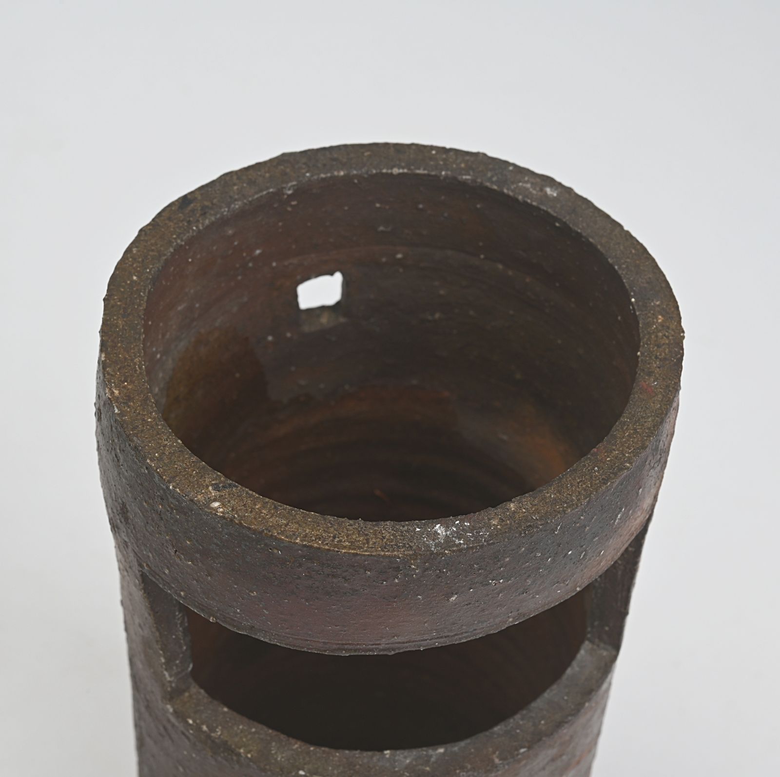 丹波焼 石田陶春 筒型 花入 花器 華道 茶道 共箱 #1021004 丹波焼 石田