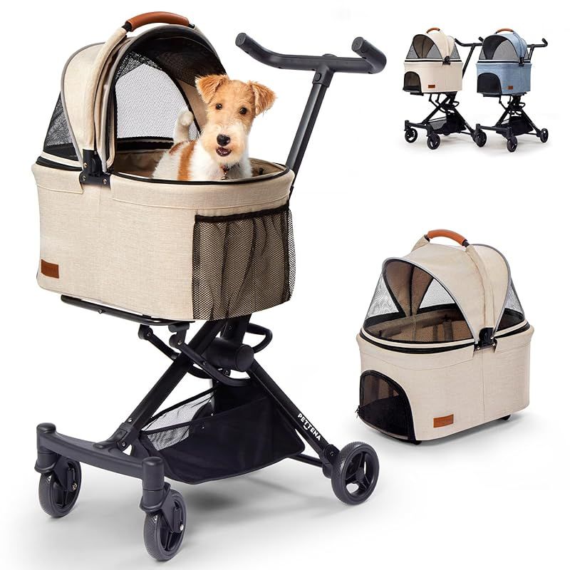 ペットカート折り畳み 二段式分分離 ブレーキ付き360度前輪 多頭飼