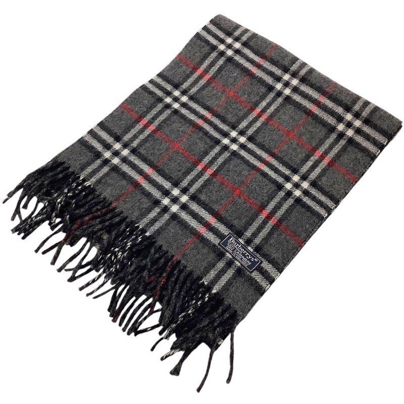☆英国製 Burberrys' 100%Wool マフラー グレーノバチェック柄 ☆英国