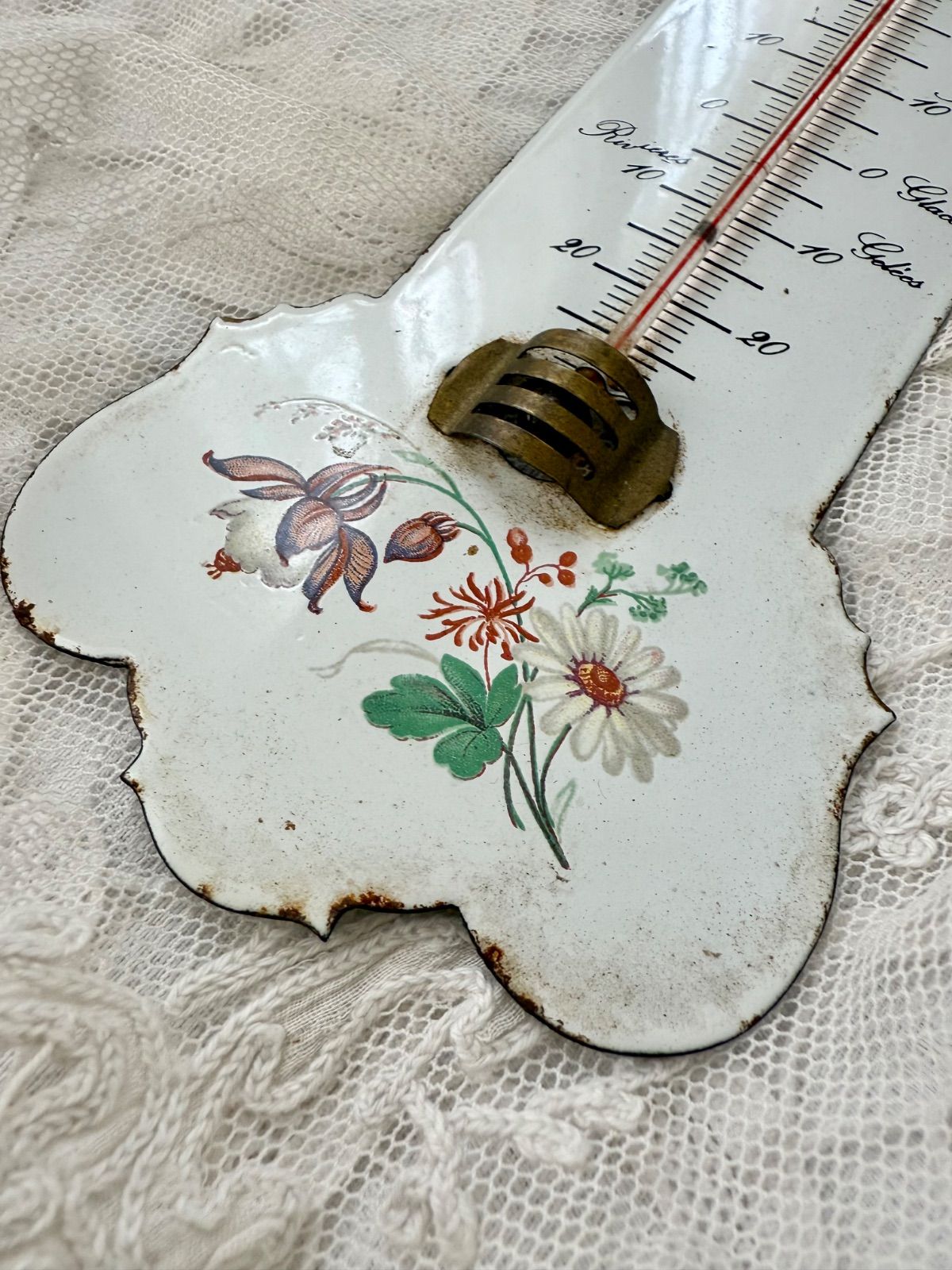 アンティーク 湿度 温度計 サーモメーター ブリキ ガラス アンティーク