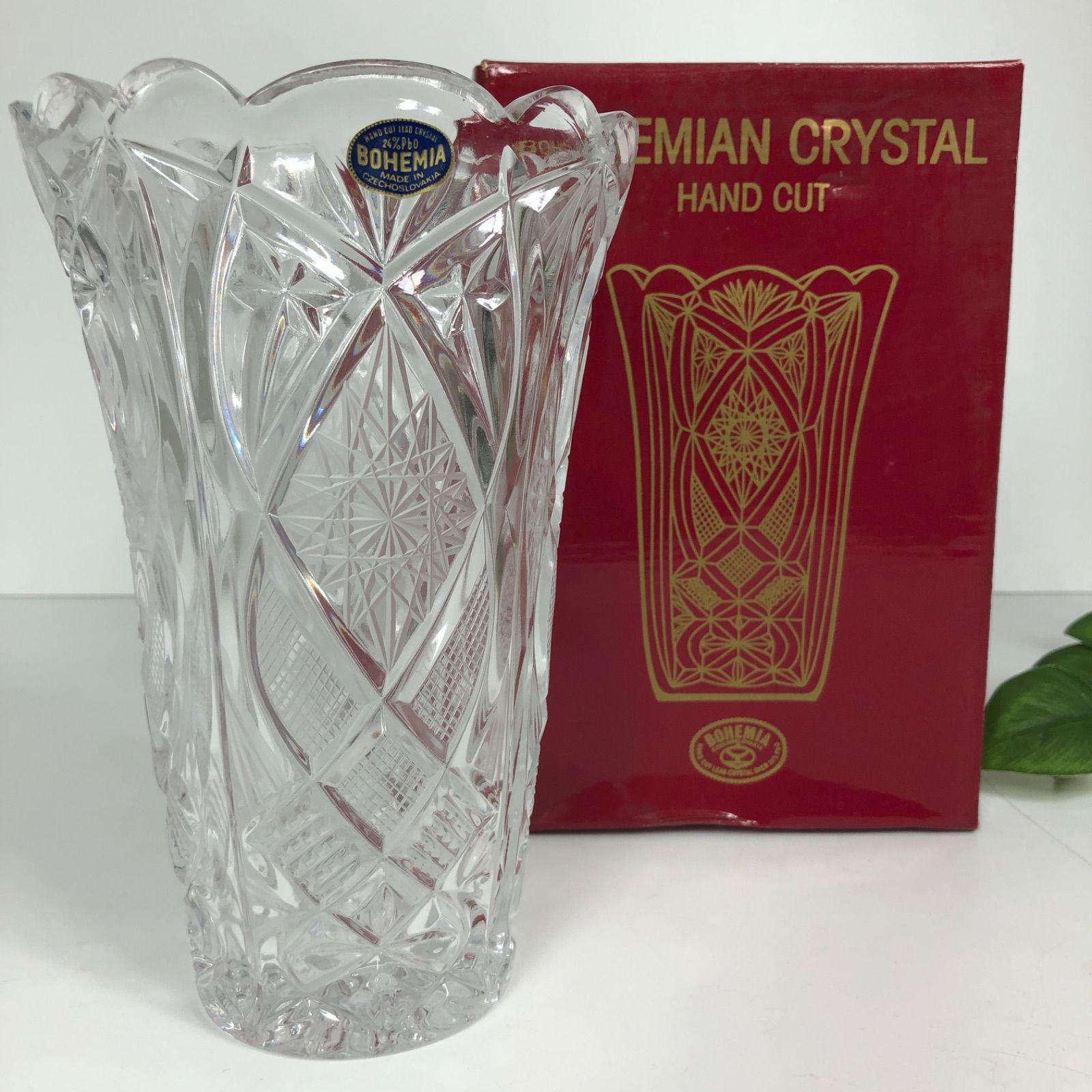 美品 ボヘミア クリスタル大花瓶 送料込み251030 美品 ボヘミア
