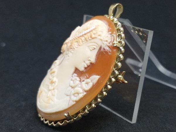 k18 カメオ ペンダントトップ ネックレス ブローチ シェルカメオ レア