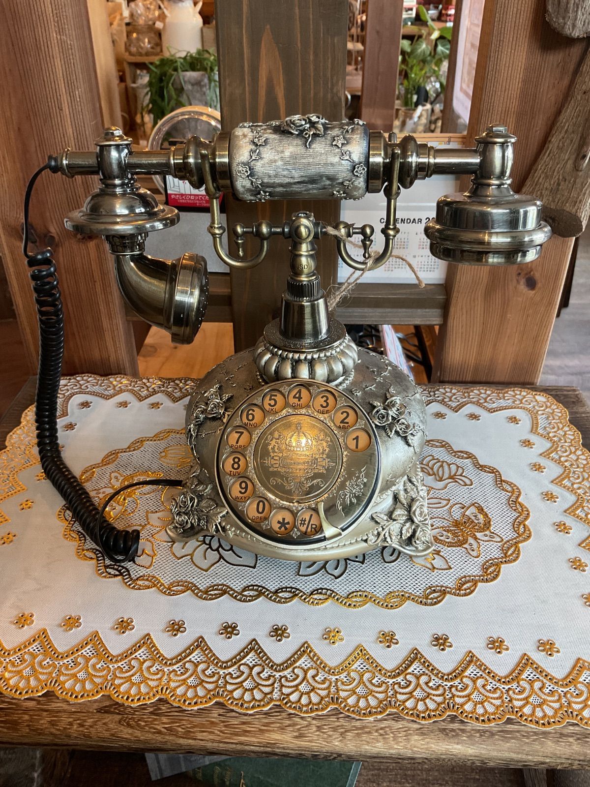 アンティーク電話機 レトロ電話機 有線電話 回転ダイヤル式電話機