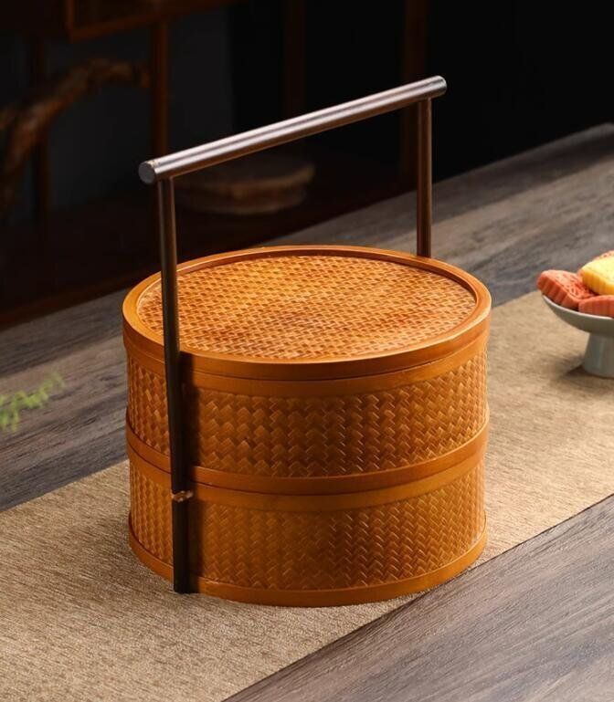 收納盒 竹編細工籠 竹細工 竹工芸 手作り 提籃籠 茶道具 收納 籃