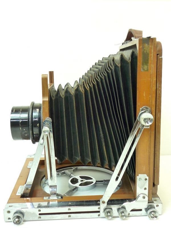 昭和レトロ 年代物大判カメラ オクハラカメラ 木製 折りたたみ式