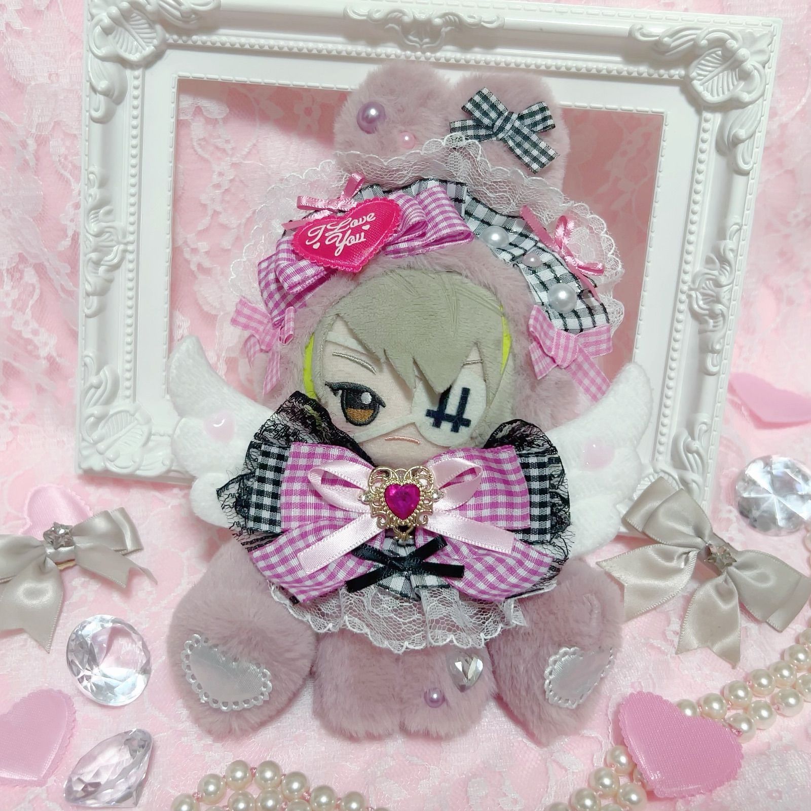 b.43 ぬい服 12cm ちびぐるみ 着ぐるみ おすわり たれみみうさぎセット