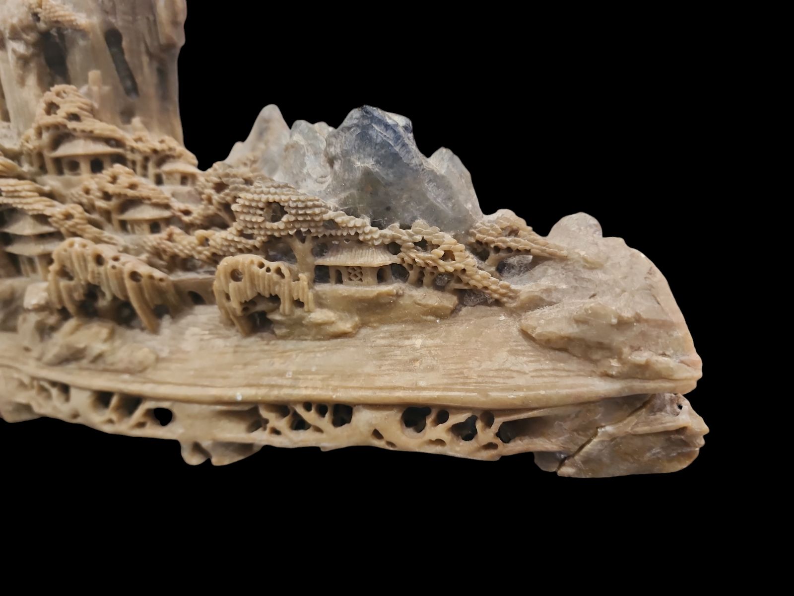 中国美術 寿山石 中国美術 寿山石 細密彫刻 置物 南画山水 4.9㎏ 玉石