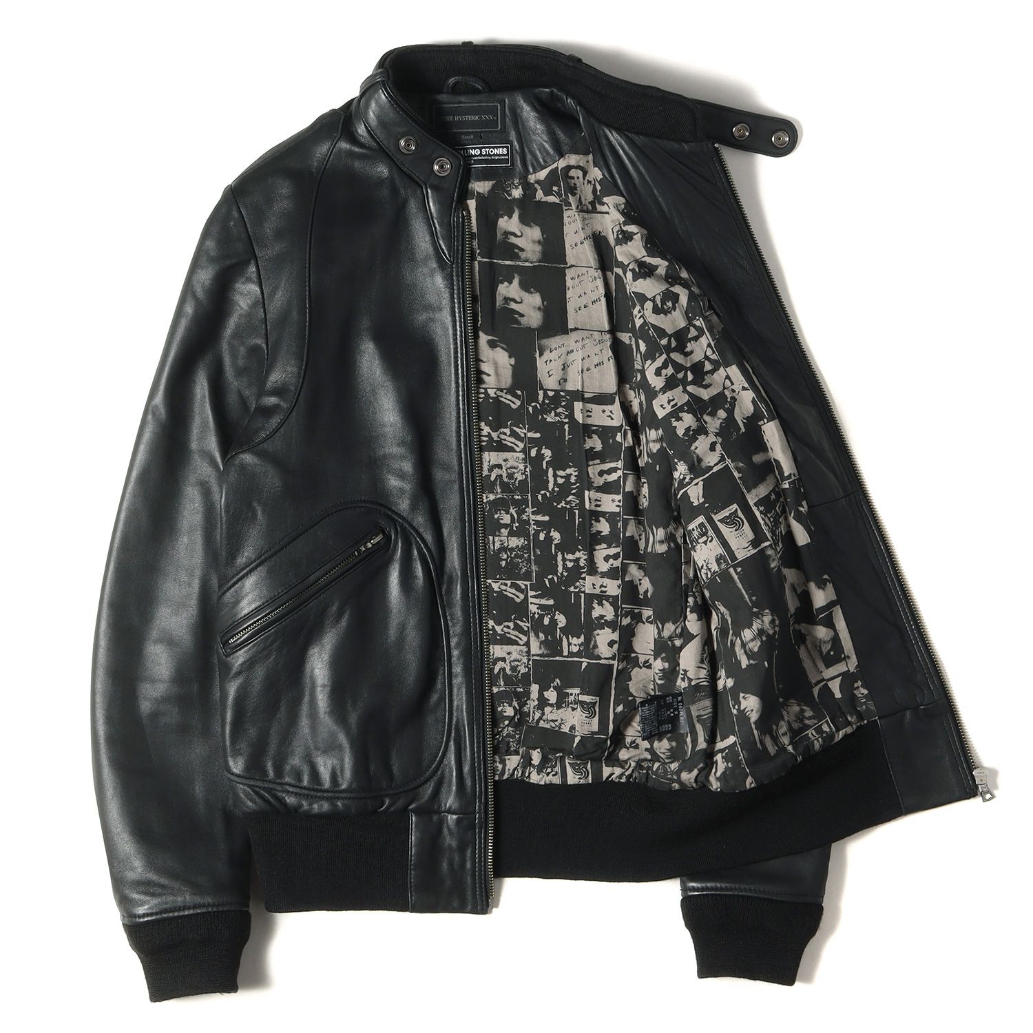 ヒステリックグラマー レザーライダース/Lサイズ/ローリングストーンズ