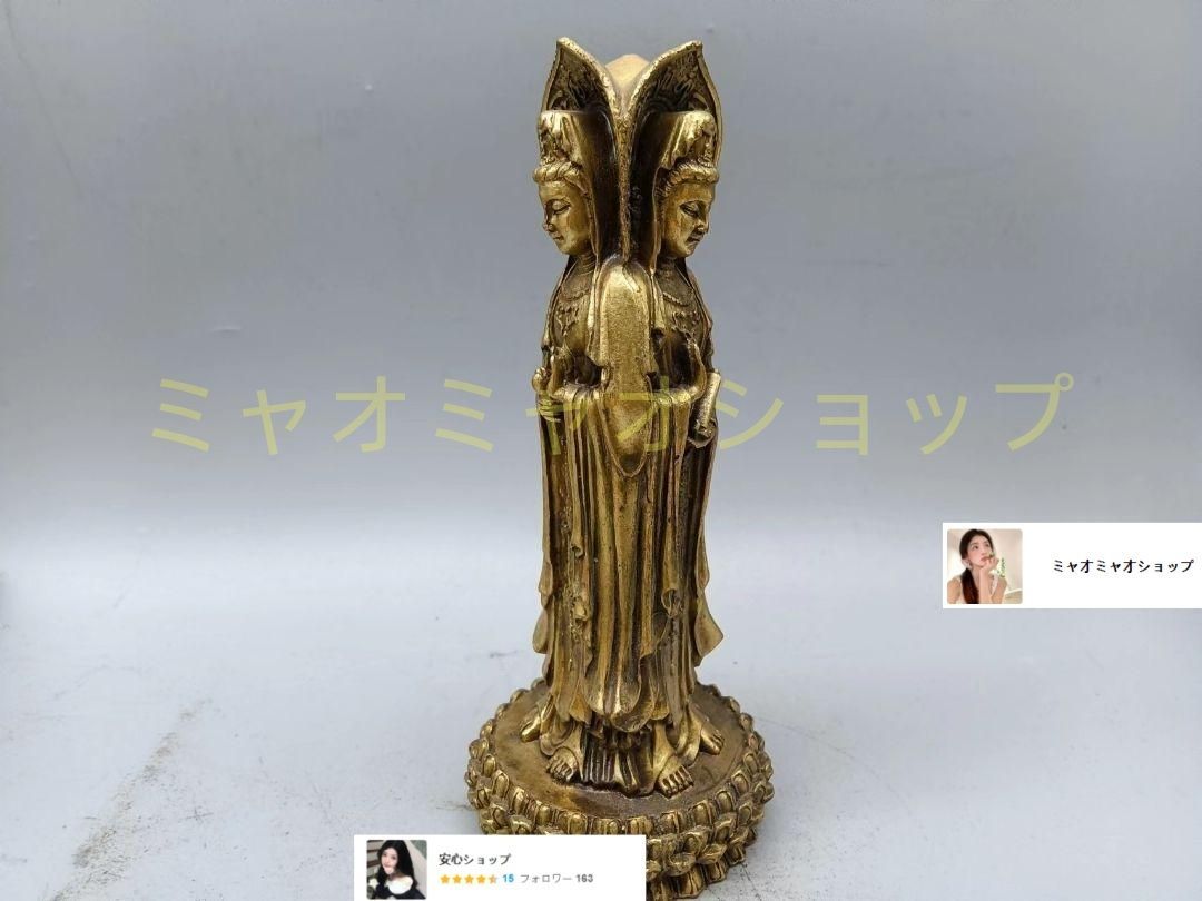 仏教美術 三面観音菩薩仏像 銅製 仏像 彫刻 置物 開運 風水 仏教美術