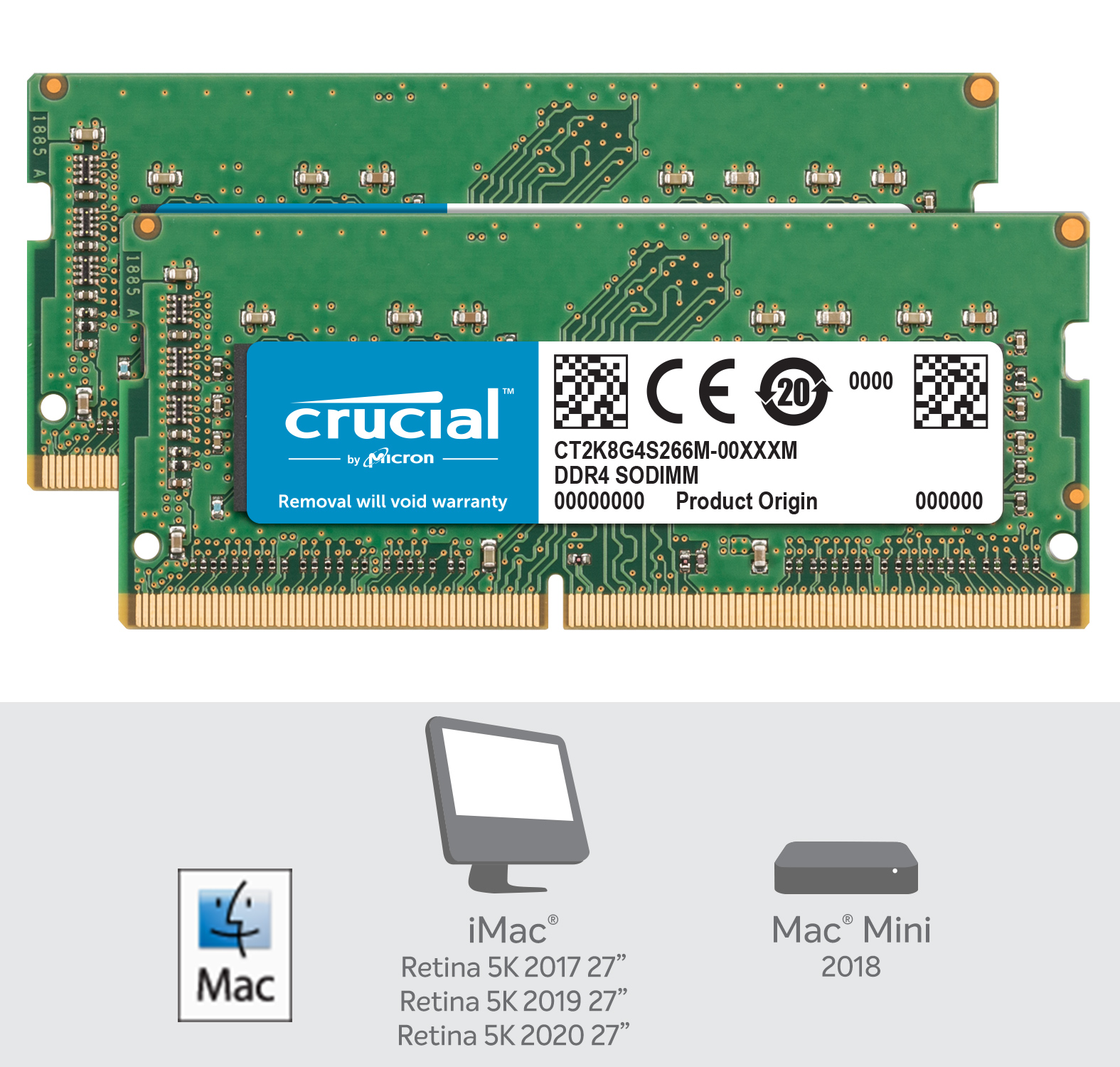 Crucial 16GB Kit (8GBx2) DDR4-2666 SODIMM for Mac | CT2K8G4S266M