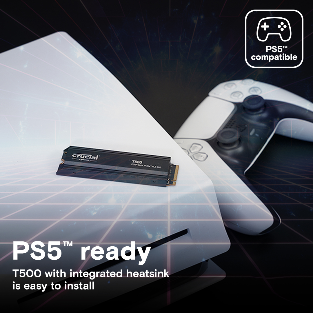 Crucial T500 4TB PCIe Gen4 NVMe M.2 SSD with heatsink