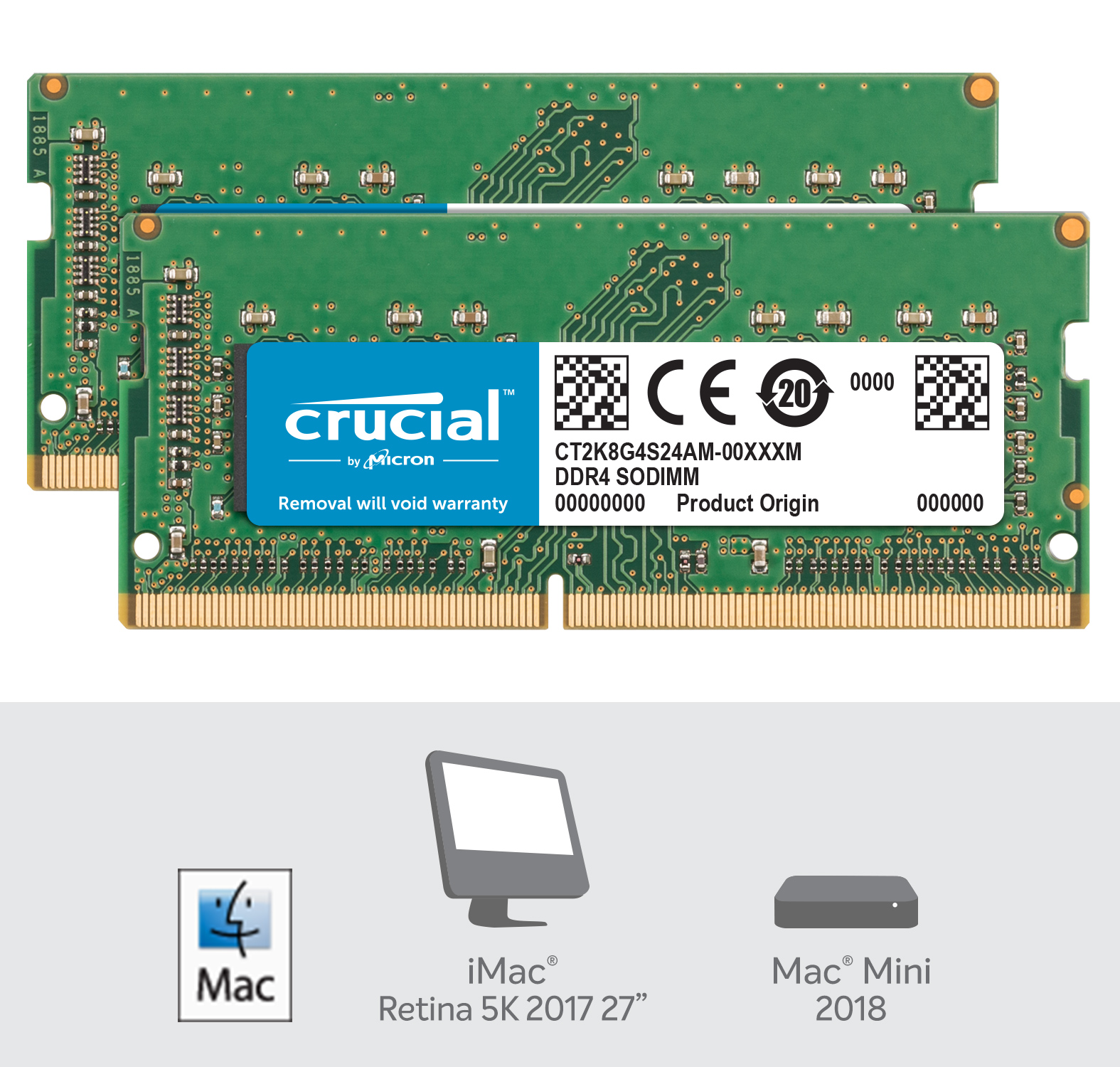 Crucial 16GB Kit (8GBx2) DDR4-2400 SODIMM for Mac | CT2K8G4S24AM