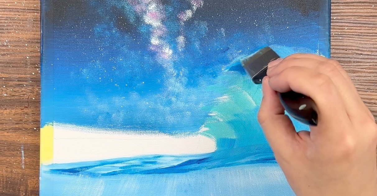 ラッセン絵の具とハケ