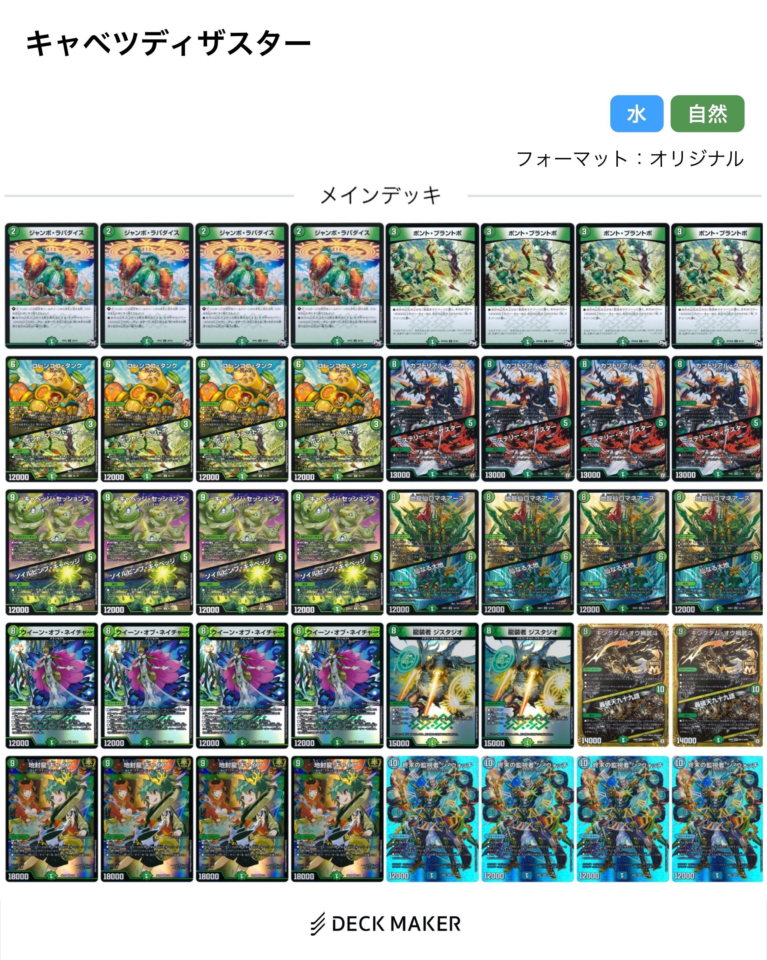 デュエマ CS優勝 緑単キャベッジ 緑単グランセクト デッキ 新殿堂CS優勝 緑