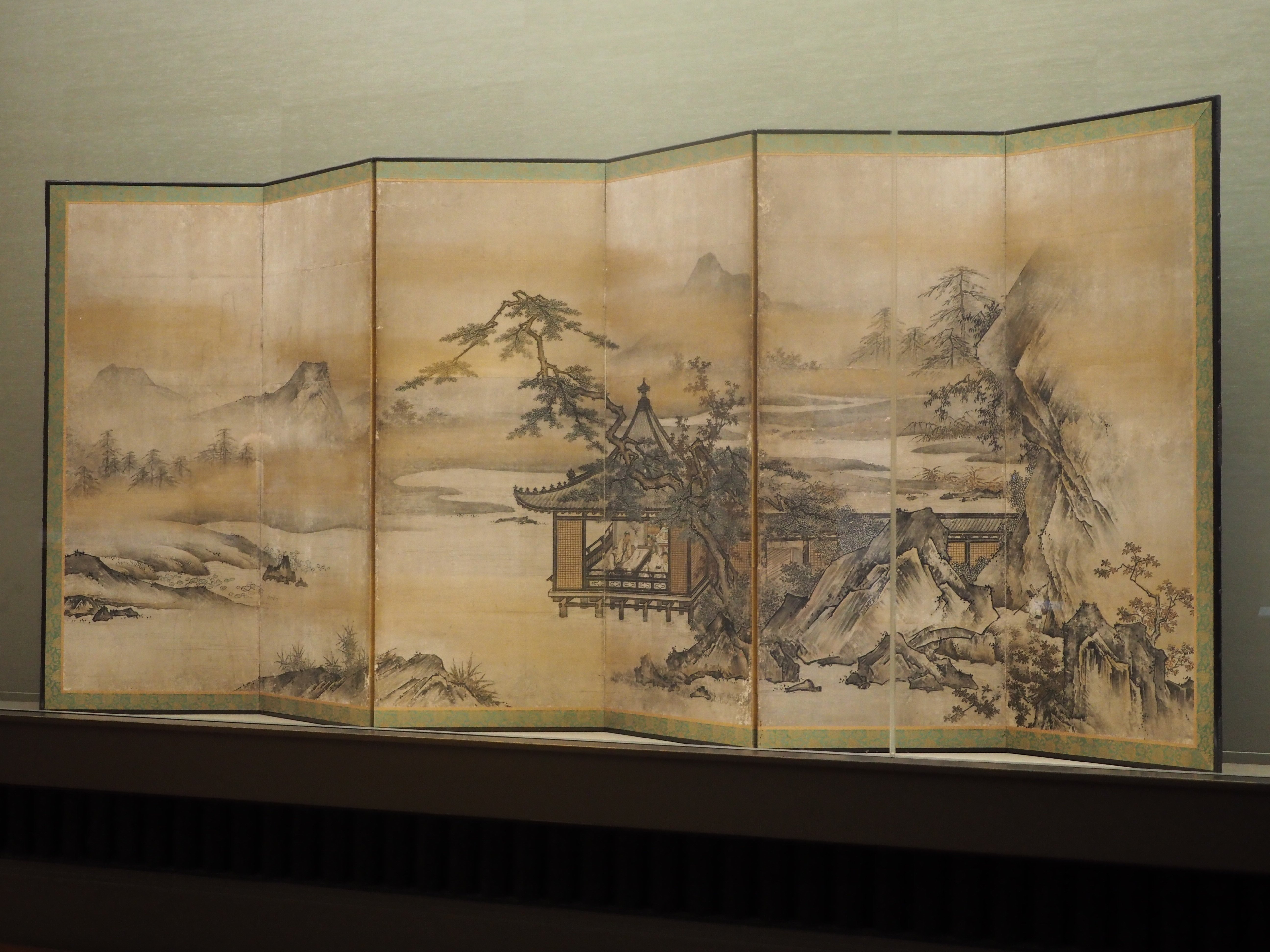 古画狩野派 紙本 楼閣山水図 59.5.5日 認定番号5014 合箱 古画狩野派