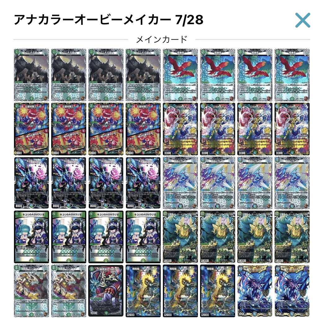 デュエルマスターズ CS優勝構築 アナカラーマルル 公式スリーブ・調整