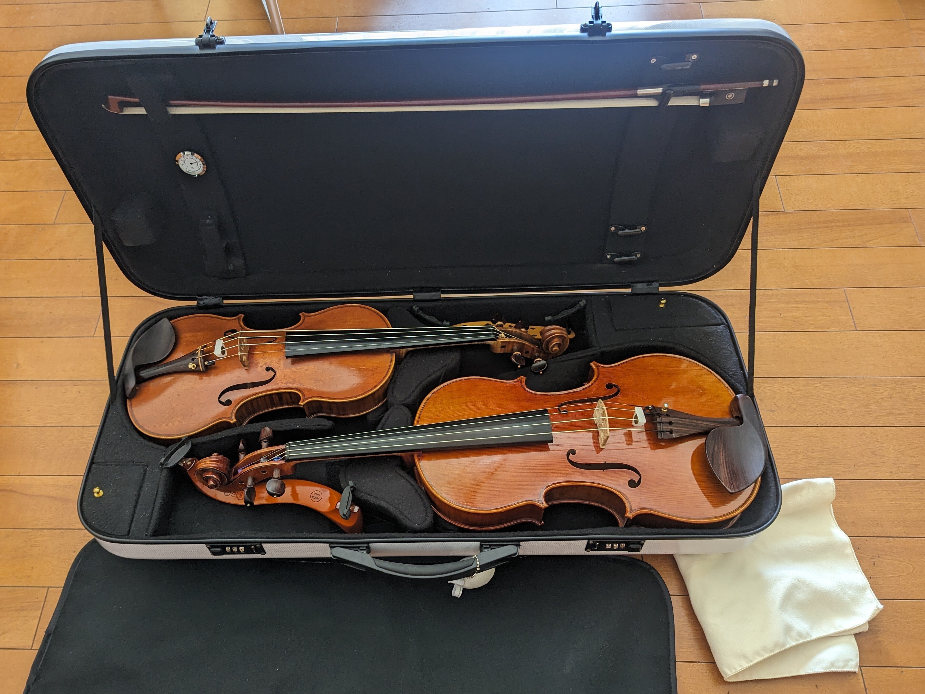 バイオリン ビオラ ダブルケース 茶色 バイオリン ビオラ ダブルケース