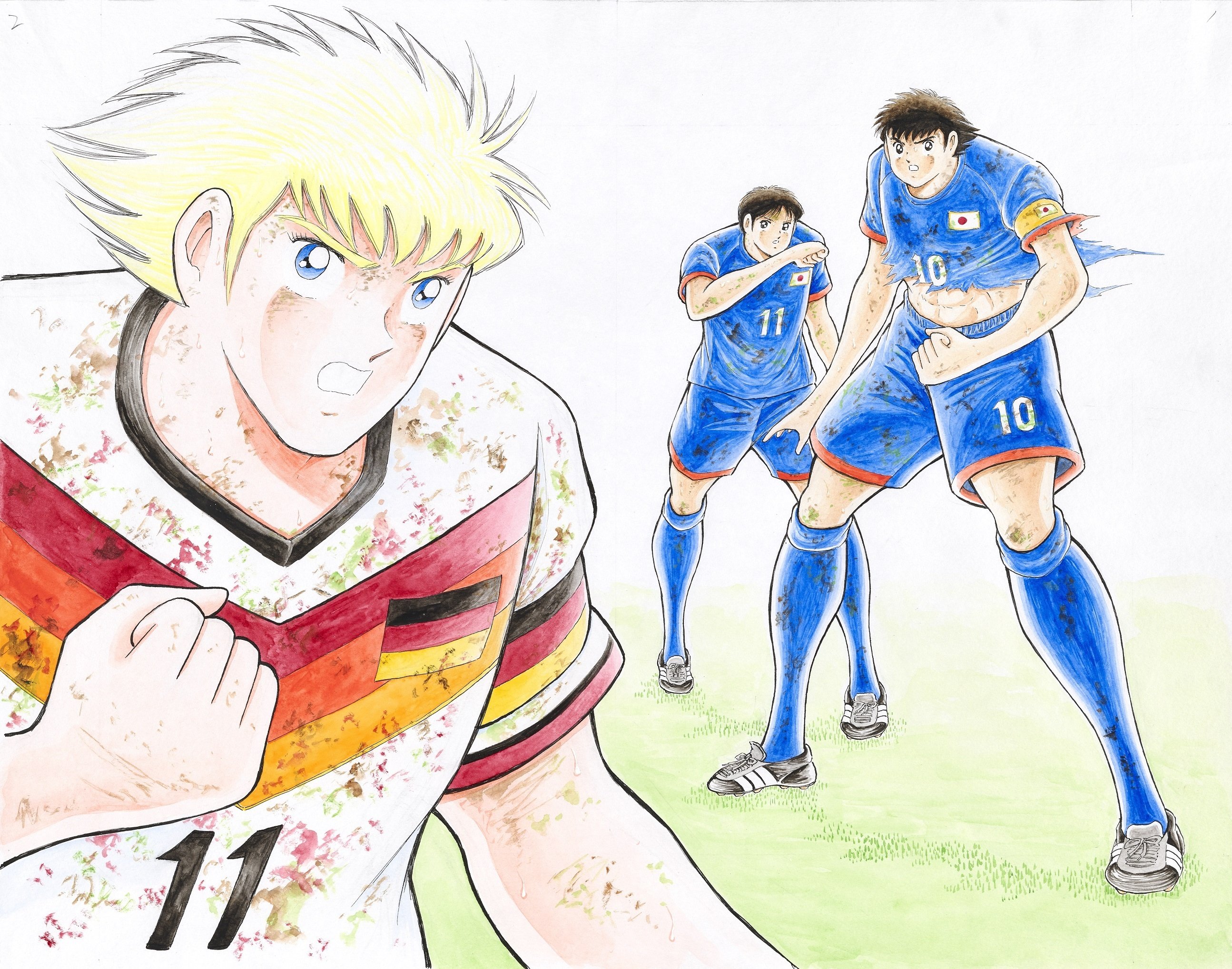 キャプテン翼 原画 キャプテン翼」の複製原画。(c)高橋陽一／集英社