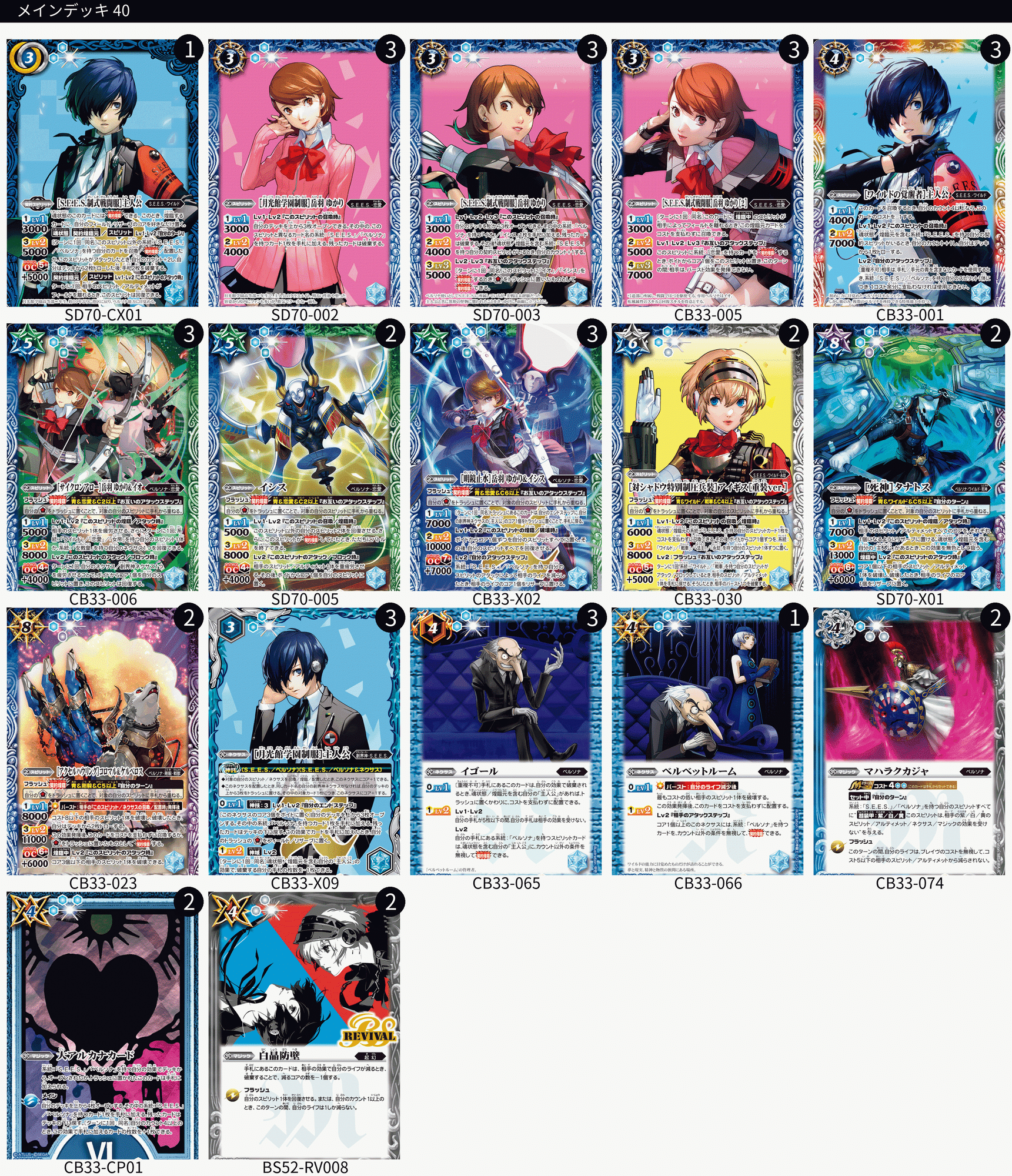 ペルソナ限 主人公デッキ用メモ(仲間キャラ編) 随時更新｜マルタ@バトスピ