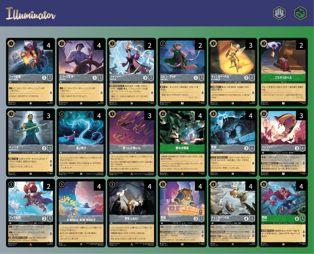 ディズニーロルカナ エメラルドスティール デッキ ロルカナ五弾環境