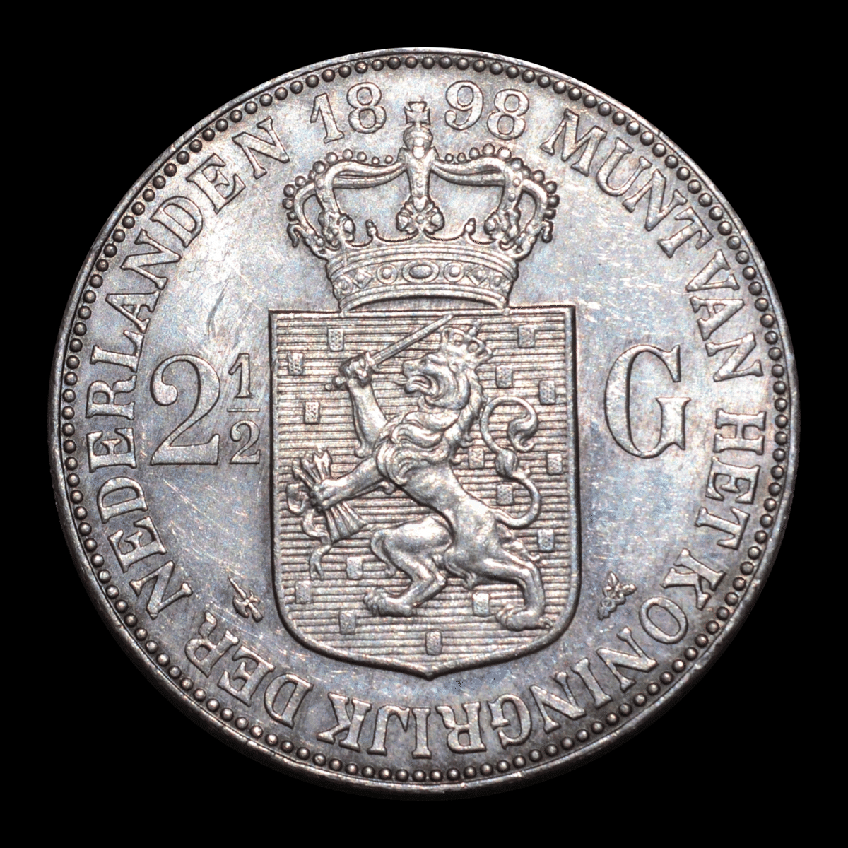 希少オランダウィルヘルミナ女王2・1/2ギルダー 1929年大型銀貨