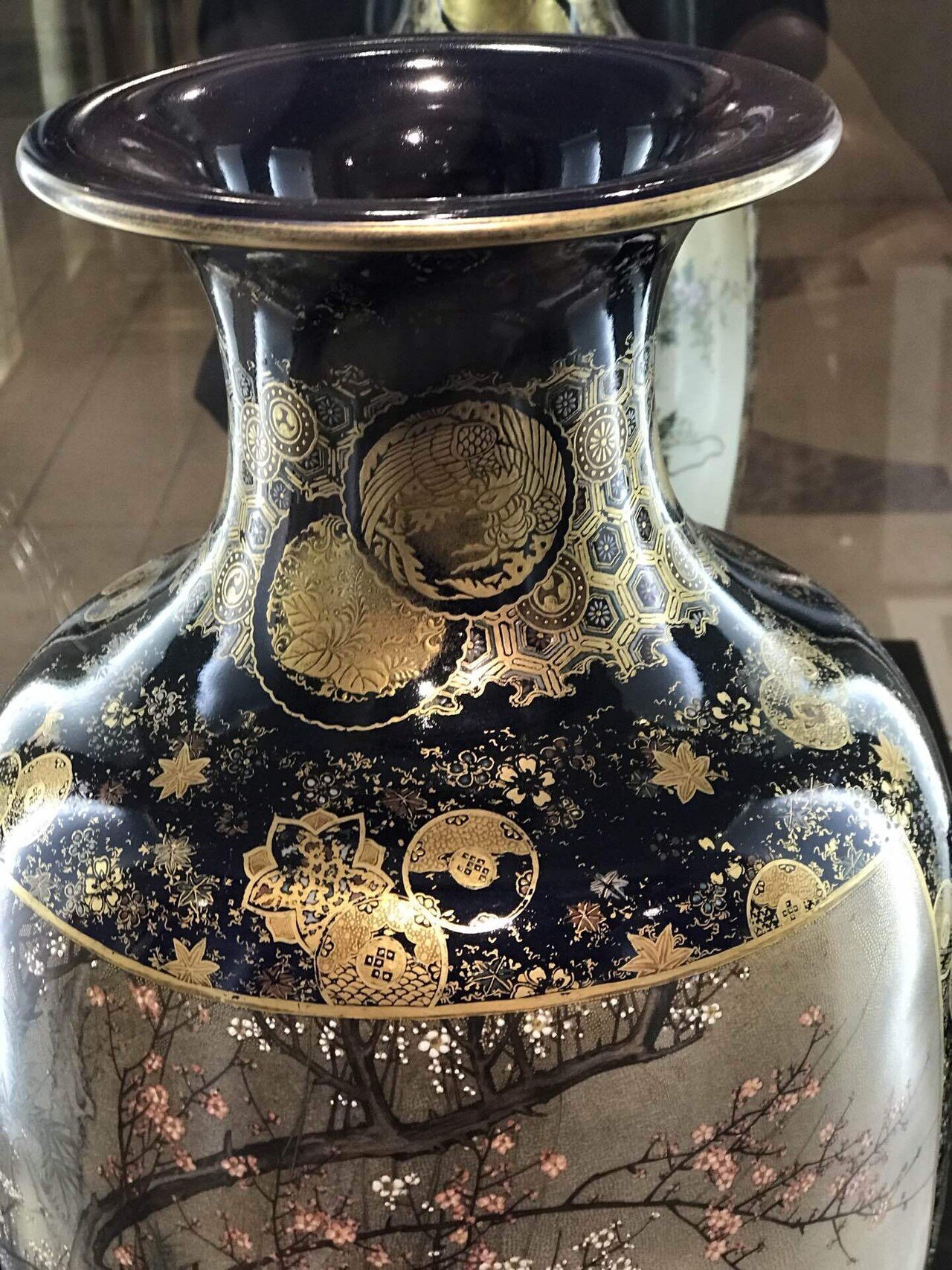 帯山 明治 京薩摩 花鳥文花瓶 錦光山 京焼 薩摩 帯山 明治 京薩摩 花鳥