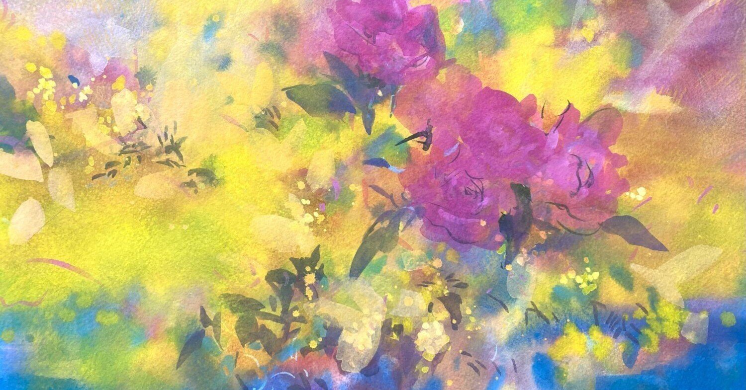 ウグイスとハナミズキ ガッシュ画 ウグイスとハナミズキ ガッシュ画