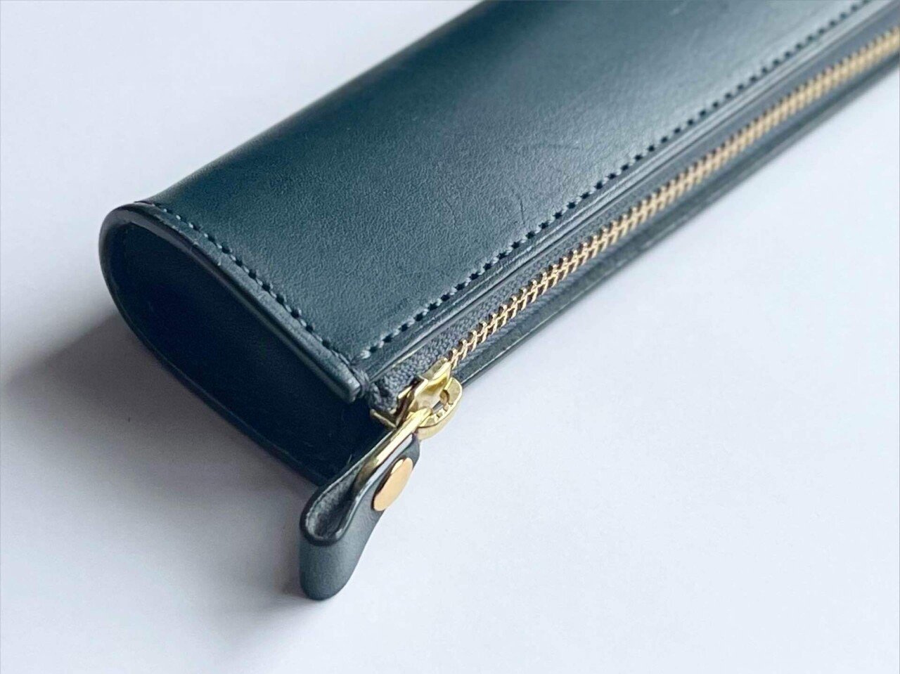 土屋鞄 ナチューラ ヌメ革ファスナーペンケース 限定色ブルーグリーン