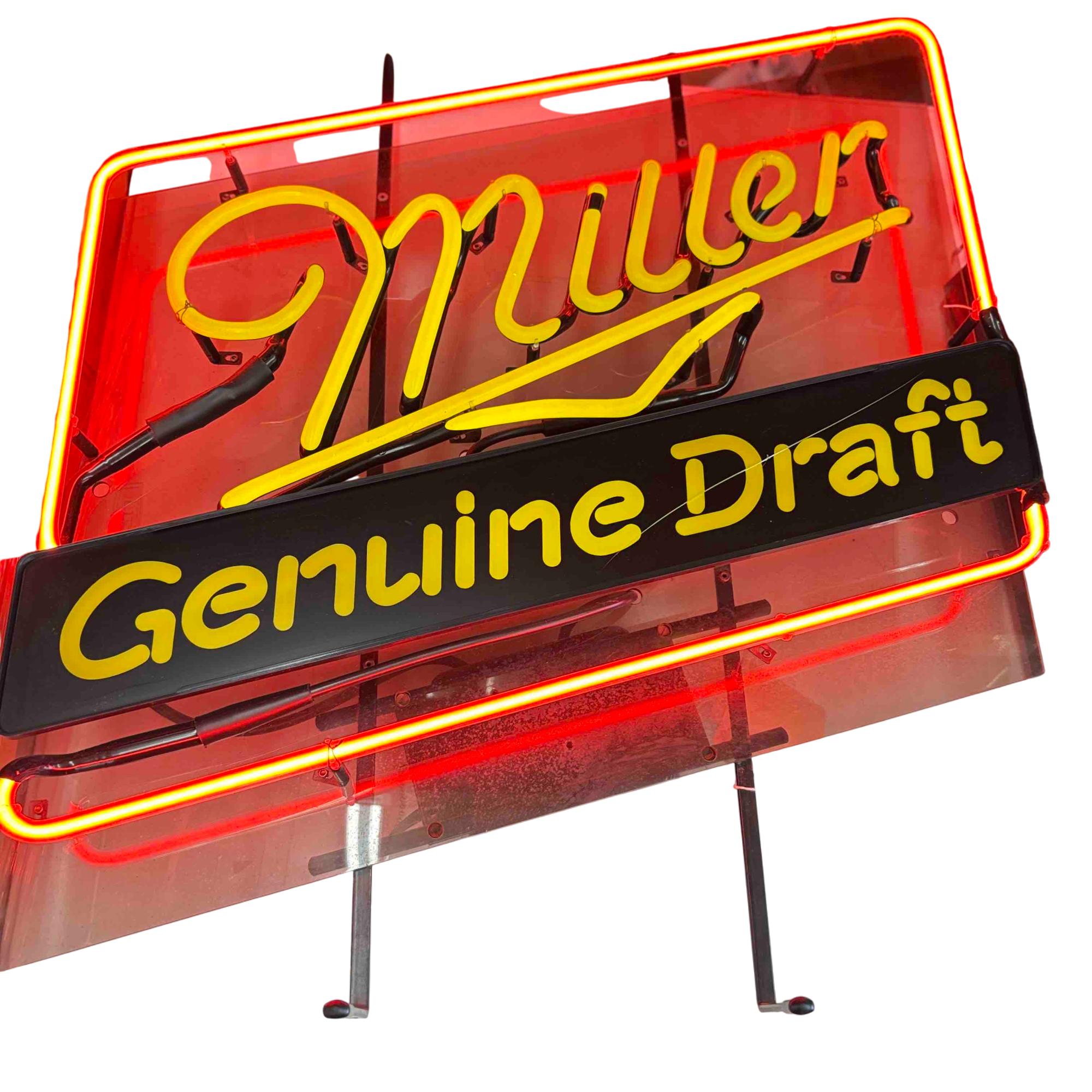 Miller Genuine Draft Neon Beer Sign Yellow and Black 22