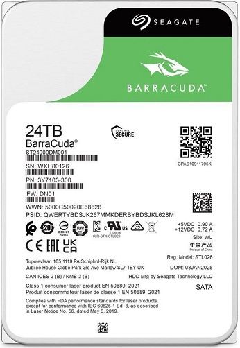 Seagate 24TB BarraCuda Internal HDD SATA 3.5 Inch - ST24000D | ECS